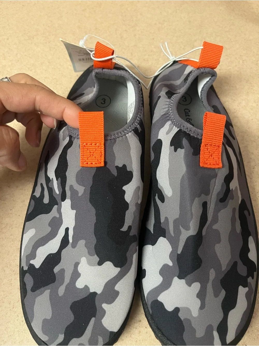 NWT Cat & Jack Kids' Grover Slip-On Water Shoes grey & black Camo 3